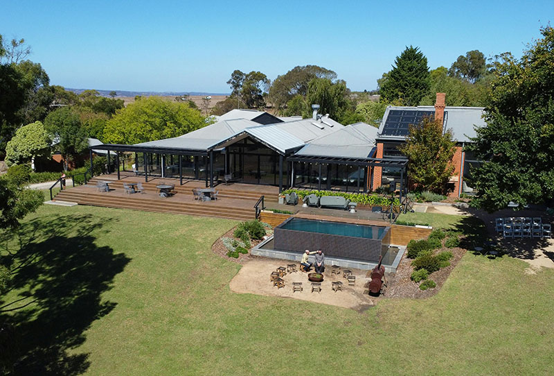 Aerial view of Central Coast acreage property with outdoor entertaining area financed through a new home loan