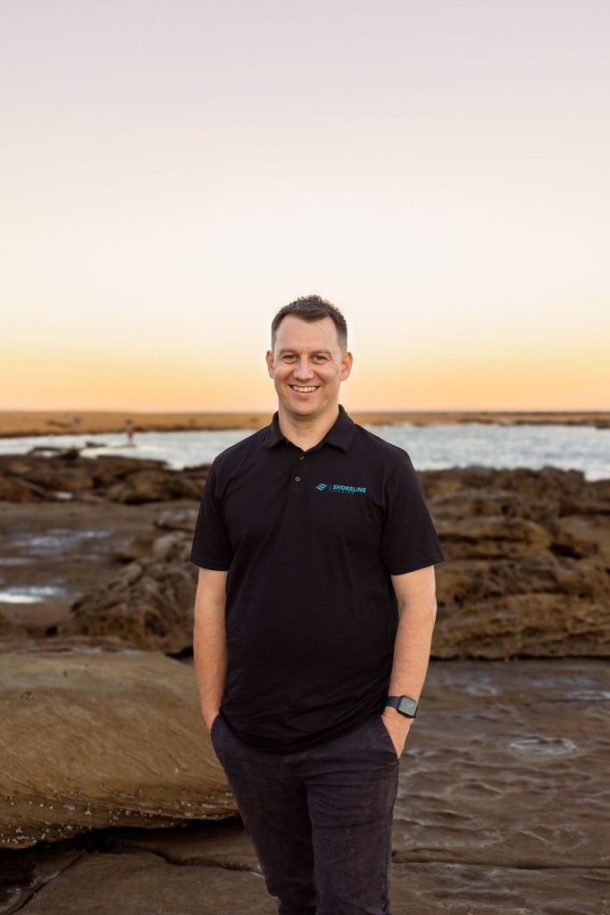 Wade Picken, Director and Mortgage Broker at Shoreline Lending, pictured near the Central Coast coastline