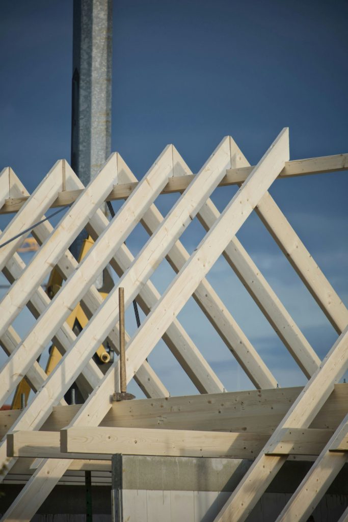 Roof frame under construction on new home build Central Coast