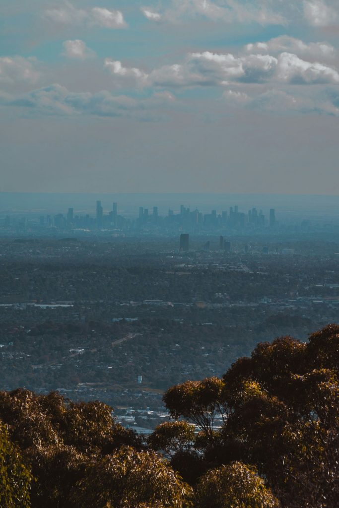 Elevated view of residential homes in Melbourne.